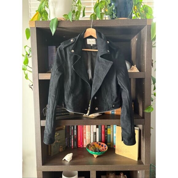 Miss Me Black Suede 2 In 1 Convertible Coat Size Large - Picture 3 of 10